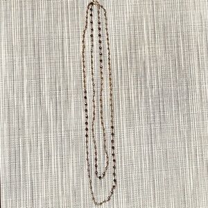 Stella & Dot Double Layer Gray Amber & Burgundy Crystal Beaded Necklace